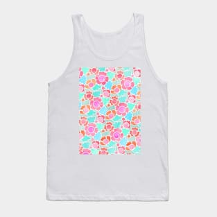 Pastel Tropical Floral Pattern Design with watercolor texture Tank Top